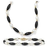 Onyx & Cultured Pearl 14k Set