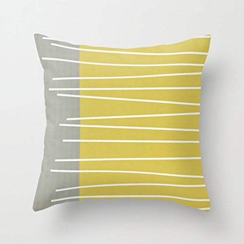 MId Century Modern Textured Stripes Throw Pillow Cover Cotton Polyester 18 x 18 Inches