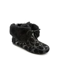 Coach Womens Cathee Signature Suede Shearling Slippers in Black Size 7.5