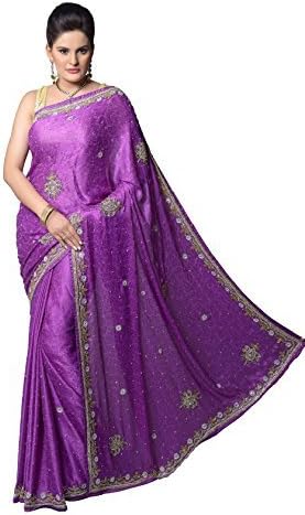 Aarti Saree Women's Saree Designer Embroidery Party Wear Saree Purple Free Size
