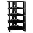 Bush Furniture Segments Audio Tower, Gloss Black/Bright Silver