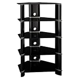 Bush Furniture Segments Audio Tower, Gloss Black/Bright Silver