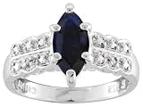 PLATINUM OVER STERLING SILVER 1.15CT SAPPHIRE AND DIAMOND ACCENT RING