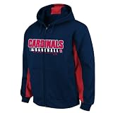 MLB St.Louis Cardinals Practice Zip Front Hood Thermabase Fleece, Pro Navy/Pro Scarlet, X-Large