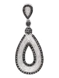Matte Rhodium Hanging with Onyx C.Z. set around a Tear-Drop shape sterling Silver Pendent (Holiday Special)