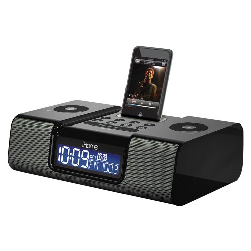 iHome Dual Alarm Clock Radio for iPodÂ® - Black iH9B