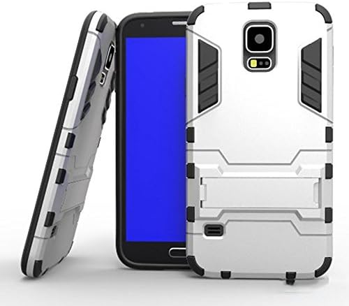 Samsung Galaxy S5 case,Siwei Hybrid Armor Phone Case Slim Fit with Kickstand for Samsung Galaxy S5 6 inch (Silver)