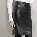 BGSD Women's Classic Lambskin Leather Pencil Skirt - Misses & Petite