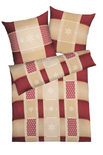 Kaeppel G-100455-02D1-VAKB Bettw&auml;sche 2-teilig Snowflakes 135 x 200 cm Biber, rot