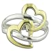 18K Yellow Gold Plated Contemporary Heart Shape Ring In Sterling Silver (Available in Sizes 5-9)
