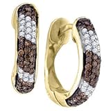 5/8 Carat Chocolate & White Diamond 10k Yellow Gold Fashion Hoop Earrings