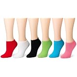K. Bell Women's 6-Pack Assorted No-Show Socks, Mid tones, 9-11