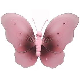 13 Brown Pink Two-Tone Butterfly nylon hanging ceiling wall baby nursery room wedding... by Bugs-n-Blooms