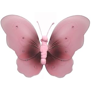18 Brown Pink Two-Tone Butterfly nylon hanging ceiling w