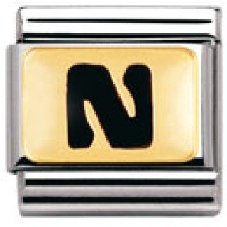 Nomination Composable Classic SCHWARZE BUCHSTABEN Edelstahl und 18K-Gold (N) 030264 Preisvergleich