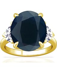 14K Yellow Gold Oval Cut Blue Sapphire Three Stone Ring