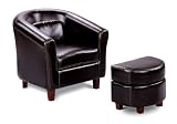 Kitchen: Medium picture for Brown leather like childs size club chair and ottoman