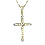 14K Yellow Gold .04 ctw Diamond Cross Pendant