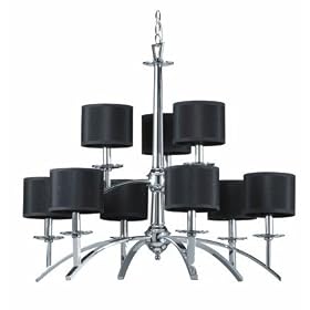Cosmopolitan-CH - 9 Light Chandelier Lighting Fixture - Polished Chrome - Black Cloth -... by R.A.M. Lighting