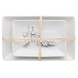 Signature Housewares Serving Tray, Wine and Cheese Design, Set of 2