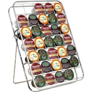 Detail image Universal Keurig K-cup Storage Rack 35 Capacity Can Be Used on Countertop, Inside Drawer or Mount on Wall, Chrome Finish