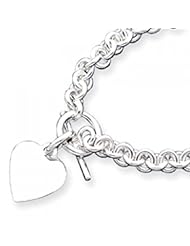Sterling Silver 18 Inch Engraveable Heart Disc on Fancy Link Toggle Necklace