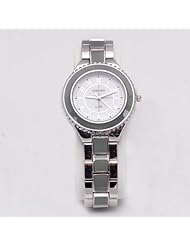 Circular Face Analog Silver And Grey Band Womens Watch