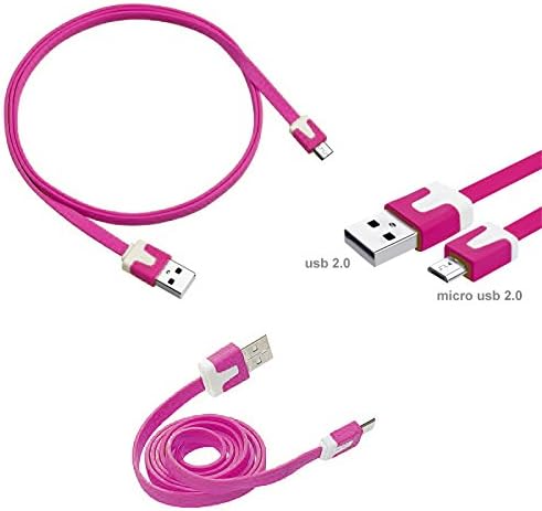 (3 pack) High Speed Vivid Series 3 ft. Tangle Free Noodle Flat USB 2.0 Data Sync / Charging Cable (Fuchsia)