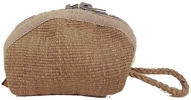 Hand Woven Cotton Double Zippered Coinpurse Handmade in Nepal Fair Trade (Brown)