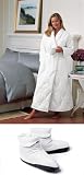 Medium (size 12-14) White Down Robe and Matching Slippers