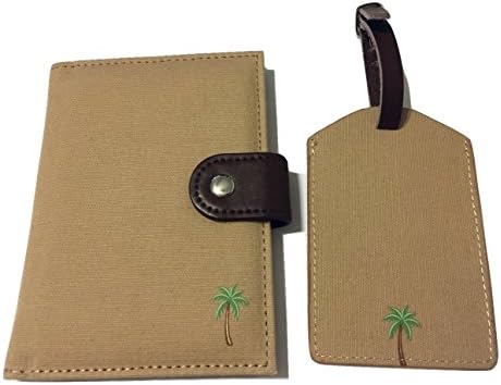 Bundle: 2 Items Passport Cover Wallet and Matching Luggage Tag (Tan)