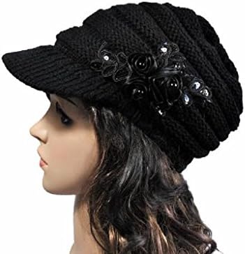 Knitted Hat KIOP Fashion Woman Sequin Hat (Black)