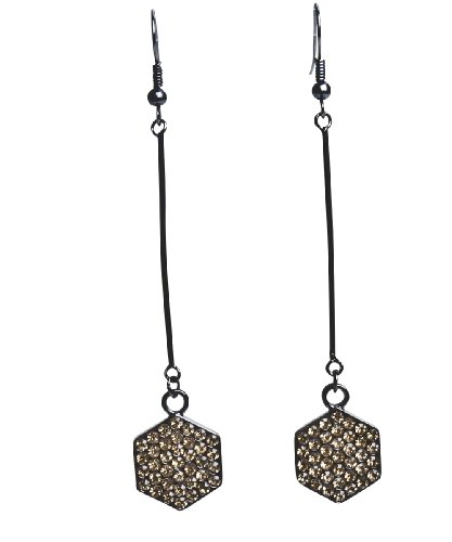 Schmuck-art  Female Ohrhänger TianaHexagon gun metal/lt. topaz 22265