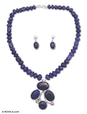 Agate and lapis jewelry set, 'Temptation' 0.6 W 17.7 L