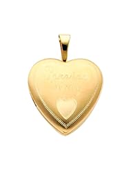 14K Yellow Gold Engraved Heart "Forever in my" Locket Pendant (0.65" Inches or 16mm)