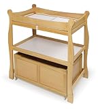 Natural Sleigh Style Changing Table with Lower Storage Bin
