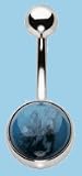 Blue Marble Fireball Navel Bar 14 gauge by 3/8 in length