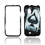 Rubberized Black Silver Ace Spade Skull Snap on Design Case Hard Case Skin  ....