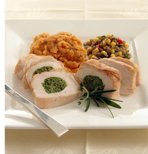 Chicken Florentine w Mashed Sweet Potatoes & Lentil Corn by Dinewise.com