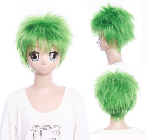 Cosplayland C968 -One Piece Roronoa Zoro 26cm bright green straight Heat Resistant short Wig