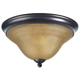 Globe Senneville Flush Mount Ceiling Fixture, Crimson Coffee with Amber Globe #6085201