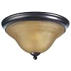 Globe Senneville Flush Mount Ceiling Fixture, Crimson Coffee with Amber Globe #6085201
