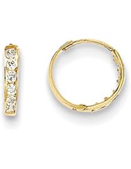 MadiK® 14k Yellow Gold Polished CZ Hinged Hoop Earrings