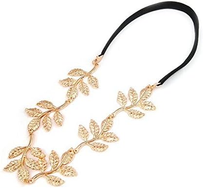 Union Beauty Gold Leaf Festival Grecian Garland Hippy Woman Forehead Hair Band Necklace