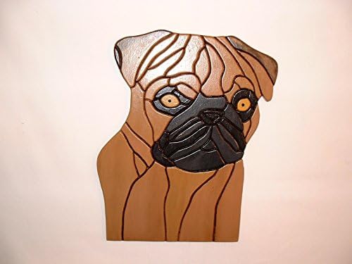 Pugs, Dog Wood Sculpture, Wall Decor. One Trendy dog !