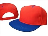 Red & Royal Blue Blue Vintage Style Snap Back Flat Bill Adjustable Baseball Cap Hat