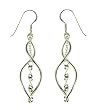 Silver Ladies Open Twist with Central Sprial Twist Hook Wire Drop Earrings