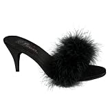 41XJK6ZG5ZL. SL160  3 Inch Classic Marabou Slipper Faux Fur Sexy Shoes Black Satin