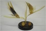 Double fish horn carving sculpture, hand carved