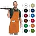 San Jamar 601BAC Poly Cotton Full Length Bib Apron with Side Pocket, 34" Length x 30" Width, White